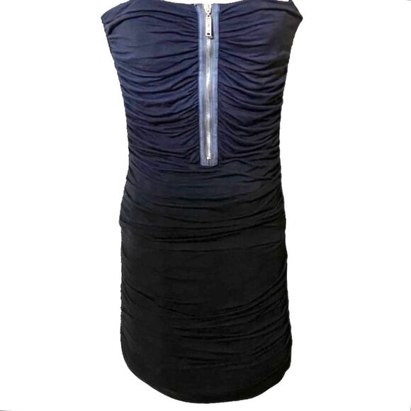 Young Fabulous Broke Strapless Navy to Black Ombré Ruched Dress, Sz Sm - Picture 1 of 11